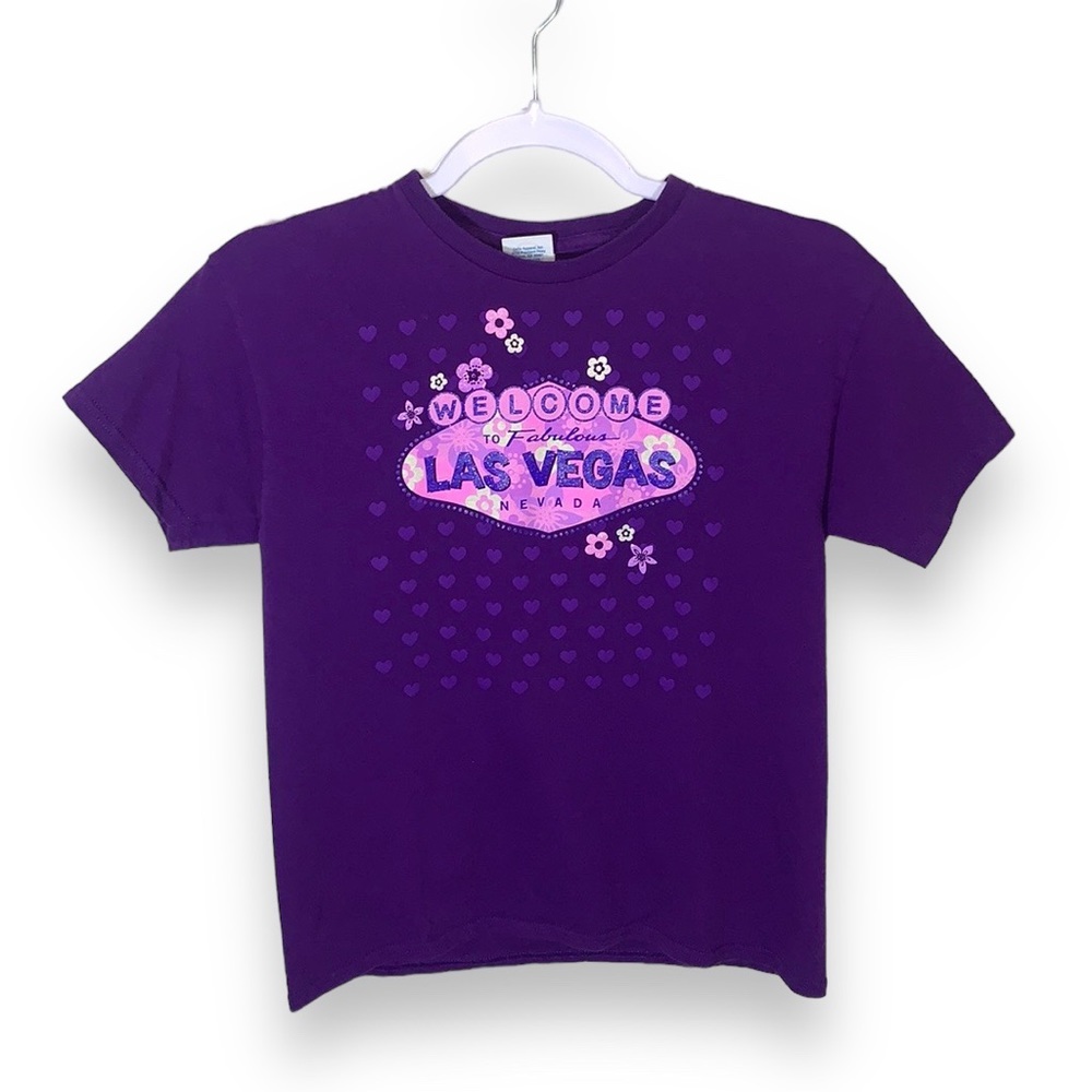 Delta Pro Weight Purple Welcome to Fabulous Las Vegas Short Sleeve T Shirt Sz L